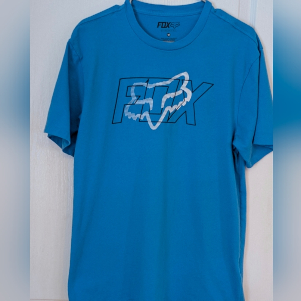 FOX Blue Short Sleeve Tee Shirt. Size Medium. Motocross. Cycle